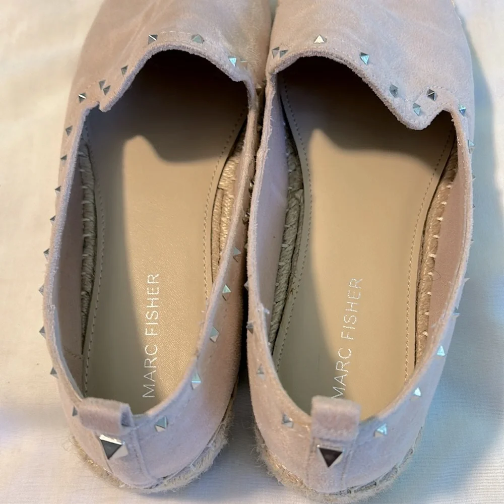 Ladies Marc Fisher Pink Suede Rockstud Espadrilles Size 9.5